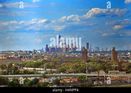 Blick auf lower Manhattan von der Spitze des Coney Island Wonder Wheel Stockfoto