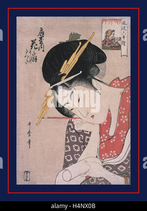 Ogiya Hanaôgi, Hanaôgi von den Ôgiya Bild Rätsel, Kitagawa, Utamaro (1753?-1806), Künstler. Kômei Bijin rokkasen Stockfoto