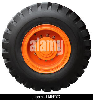 Die orange Allradtraktor isoliert auf weißem Hintergrund Stockfoto