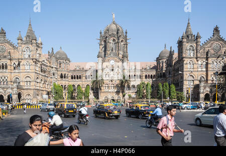 Chhatrapati Shivaji Terminus, CST, aka Victoria Terminus VT, Bahnhof, Mumbai, Bombay, Maharashtra, Indien, Süd, Asien. Stockfoto