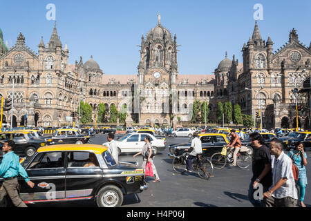 Chhatrapati Shivaji Terminus, CST, aka Victoria Terminus VT, Bahnhof, Mumbai, Bombay, Maharashtra, Indien, Süd, Asien. Stockfoto