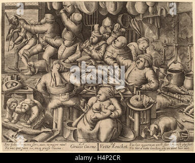 Hans Liefrinck ich nach Pieter Bruegel der ältere (Flämisch, vermutlich 1518-1573), The Fat Küche, in oder nach 1563, Gravur Stockfoto