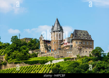 Burg Schönburg, ein romantisches Märchenschloss in Oberwesel, Rhein Schlucht, Deutschland, Europa Stockfoto