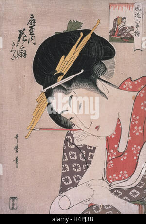 Ogiya Hanaôgi, Hanaôgi von den Ôgiya Bild Rätsel, Kitagawa, Utamaro (1753?-1806), Künstler. Kômei Bijin rokkasen Stockfoto