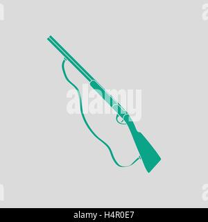Jagd-Gewehr-Symbol. Grauer Hintergrund mit grün. Vektor-Illustration. Stock Vektor