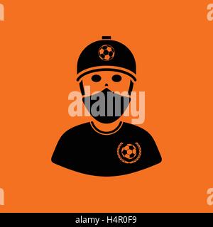 Fußball-Fan mit überdachten Fläche von Schal-Symbol. Orangefarbenen Hintergrund mit schwarz. Vektor-Illustration. Stock Vektor