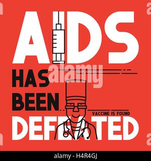 AIDS wurde besiegt. Medizinisches Konzept flach Banner. Stock Vektor