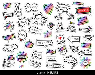 Satz von 40 Zitat für die Website in linearen und Pixel-Art-Stil. Stock Vektor