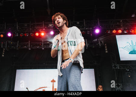 Lil Dicky führt auf Bumbershoot Festival am 5. September 2015 in Seattle, Washington. Stockfoto