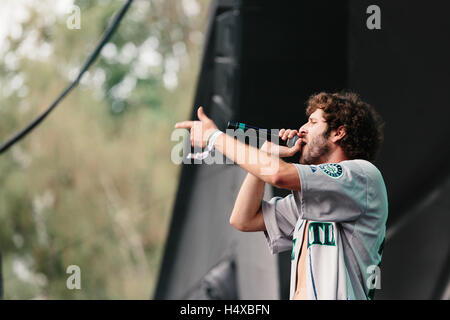 Lil Dicky führt auf Bumbershoot Festival am 5. September 2015 in Seattle, Washington. Stockfoto