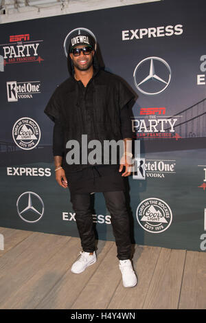 Marcedes Lewis kommt bei ESPN The Party in Fort Mason im 5. Februar 2016 in San Francisco, Kalifornien Stockfoto