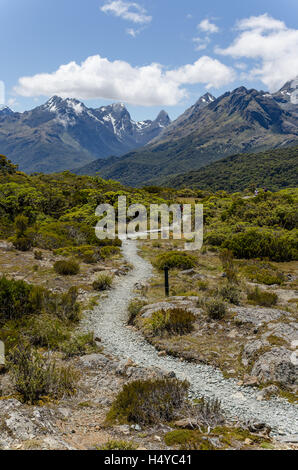 Wandern in Key Summit, Fjordland National Park, Neuseeland Südinsel zu verfolgen Stockfoto