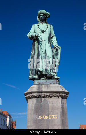 Statue von Jan Van Eyck in Brügge, Belgien Stockfoto