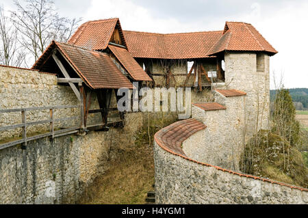 Wachturm am Veldensteiner Schloss Neuhaus ein der Pegnitz, Middle Franconia, Bayern Stockfoto