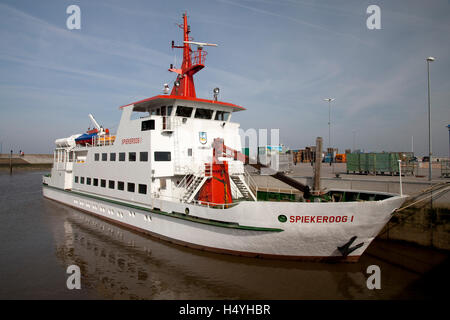 Fähre namens Spiekeroog I, Hafen, Neuharlingersiel, Ostfriesland, Niedersachsen Stockfoto