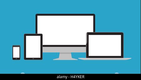 Computer und Handy touch-Screen-Geräten, Technologie und ansprechende Web-Design-Konzept Stock Vektor