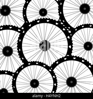 Straßen- und Mountainbike Fahrrad Räder und Reifen Muster isoliert auf weiss Stockfoto