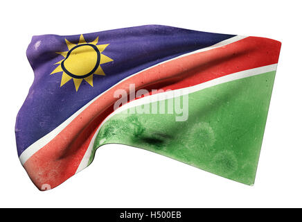 3D-Rendering ein alt und schmutzig Republik Namibia Flagge winken Stockfoto