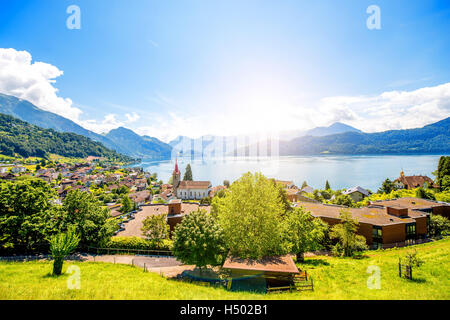 Weggis-Dorf in der Schweiz Stockfoto