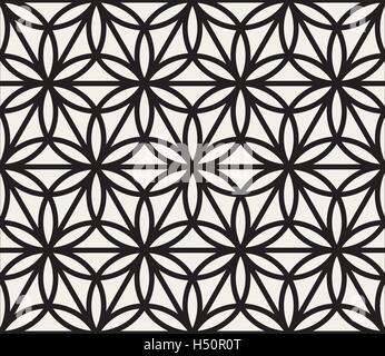 Nahtlose schwarz-weiß geometrischen Kreis Dreieck Form Vektormuster Stock Vektor