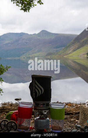 Picknick am See: Crummoch Wasser Cumbria Stockfoto