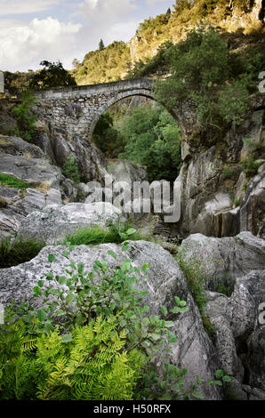 Portugiesische Landschaft mit einer alten römischen Brücke Stockfoto