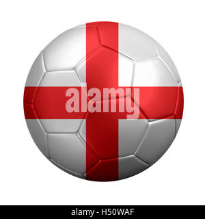 3D-Rendering Fußballs in England Nationalflagge gehüllt. Isoliert auf weiss. Stockfoto