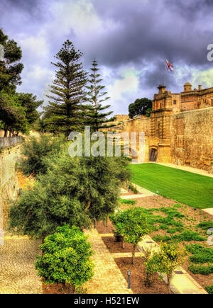 Graben der antiken Stadt Mdina - Malta Stockfoto