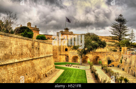 Graben von der antiken Stadt Mdina - Malta Stockfoto