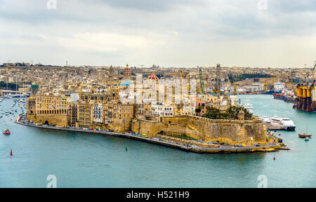 Blick auf Senglea Stadt in Malta Stockfoto