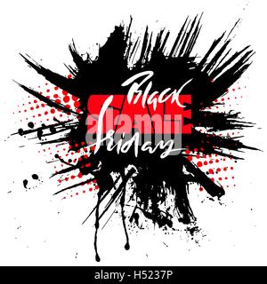 Schwarzer Freitag Verkauf Vektor-Illustration für Ihr Design, Poster oder Banner. Handgezeichnete Grunge Schriftzug. Stock Vektor
