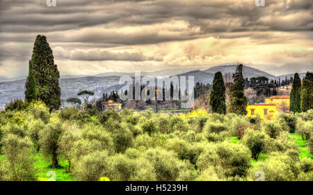 Blick auf Florenz und Apennin in Italien Stockfoto