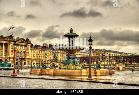 Fontaine des Fleuves auf der Place De La Concorde in Paris Stockfoto