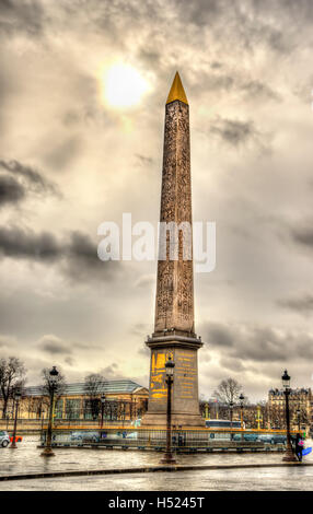 Obelisk von Luxor auf der Place De La Concorde - Paris Stockfoto