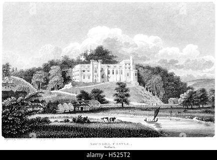 Eine Gravur von Arundel Castle, Sussex mit hoher Auflösung aus einem Buch gescannt gedruckt im Jahre 1812. Kostenlos copyright geglaubt. Stockfoto