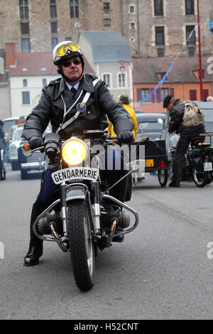 Rekonstitution du ' Grand Embouteillage de Lapalisse "Sur la RN 7, Allier, Frankreich.  Die berühmte Stau von Lapalisse. Stockfoto