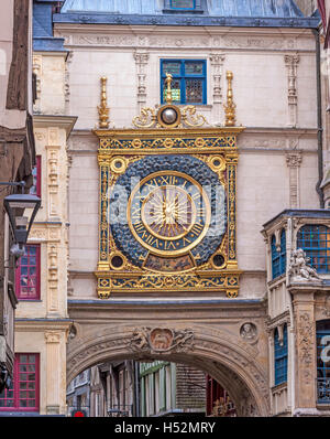 Gros Horloge, Rouen, Normandie, Frankreich Stockfoto