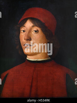 Porträt einer jungen Mann Schule, Maler um 1490Lorenzo Costa (der ältere) 1460-1535, Mantua, Maler Alvise Vivarini 1445 - 1505 Venedig Maler Antonello da Messina 1430-1479 Messina Italien Italienisch Stockfoto