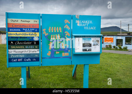 Hinweisschild am Balnakeil Craft Village in der Nähe von Durness in Sutherland, Schottland Stockfoto