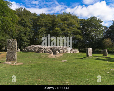 dh Balnuaran Bronzezeitkairn CLAVA CAIRNS INVERNESS SHIRE Stone Chamber Graves Schottland neolithische Grabsteine großbritannien Fundort des Begräbniskreises Stockfoto