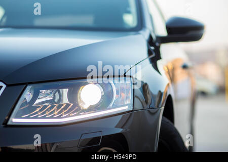 Neue Skoda Auto Scheinwerfer detail Stockfoto