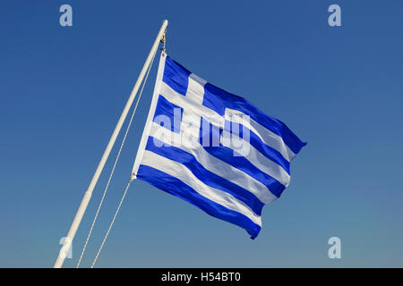 Griechische Flagge als Yacht Fähnrich Stockfoto