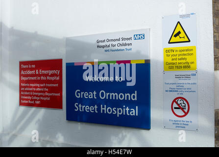 Great Ormond Street Hospital Zeichen, London, UK Stockfoto