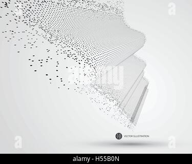 Wave-Muster besteht aus Partikeln, Wissenschaft und Technik Illustration. Stock Vektor
