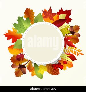Im Herbst bunten runden Rahmen der Blätter. Vektor. Stock Vektor