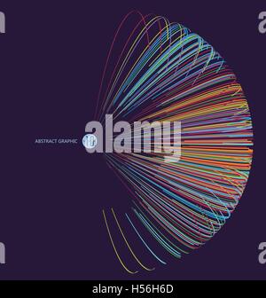 Dreidimensionale Kugel bestehend aus bunten Kurven, abstrakte Grafiken. Stock Vektor