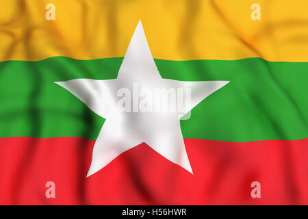 3D-Rendering der Republik der Union von Myanmar Flagge winken Stockfoto