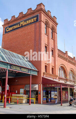 Die Außenfassade des Adelaide Central Market, Australien. Stockfoto