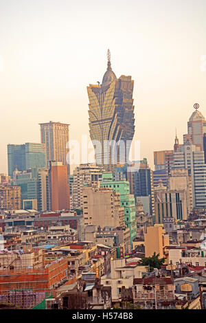 Skyline von Grand Lisboa Hotelcasino Macau China Stockfoto