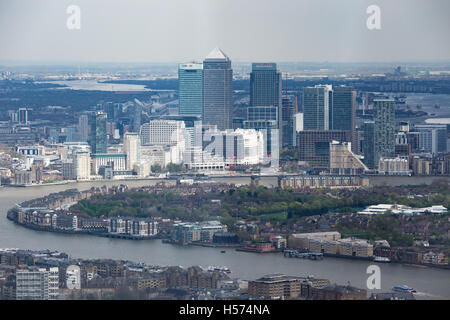 Luftaufnahme des Canary Wharf vom Shard London Stockfoto